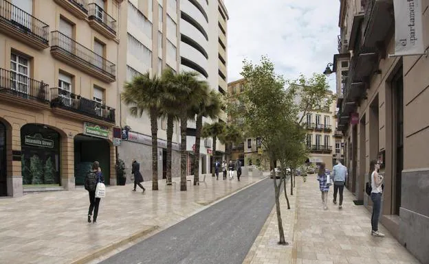 Recreación del tramo norte de la calle Carretería, en el que se aprecia la futura calzada.