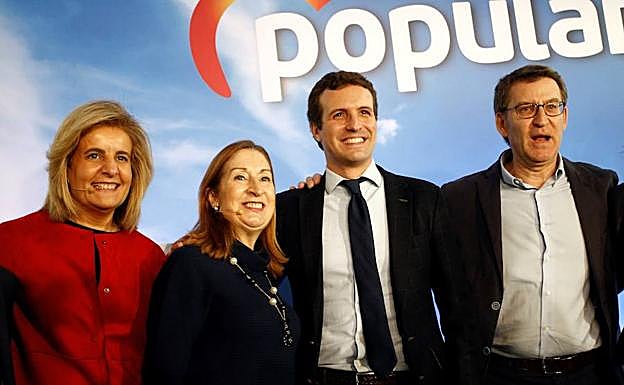 Báñez, en un acto reciente del PP con Pastor, Casado y Feijoo. 