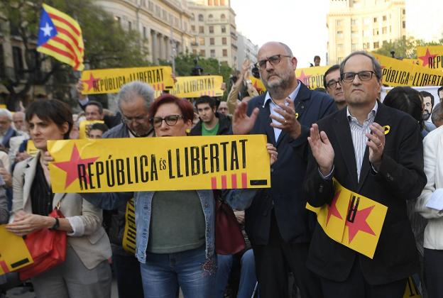 Torra, el pasado mayo, en una manifestación convocada por la ANC y Òmnium en Barcelona. :: afp