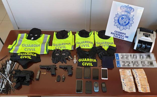 Materiales incautados por la Policía Nacional.