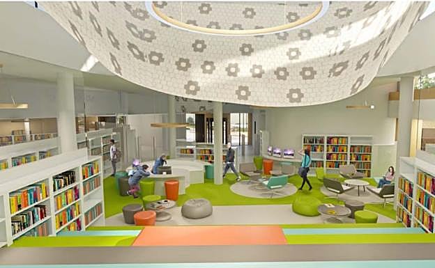 Recreación de una de las salas de lectura. 