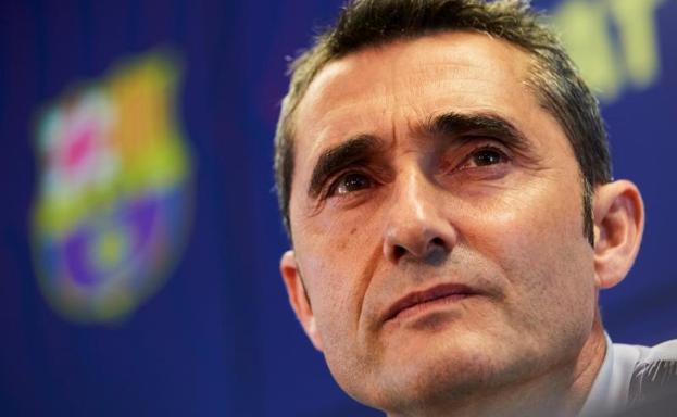 Ernesto Valverde, durante la rueda de prensa. 