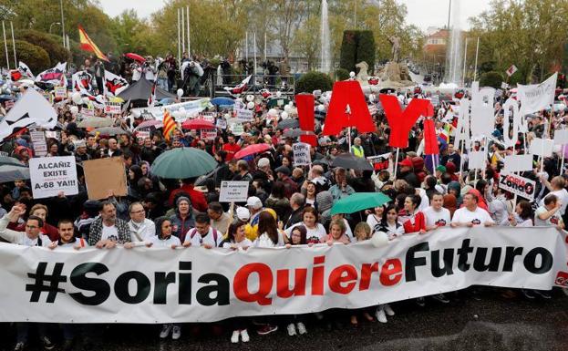 La manifestación de 'La Revuelta de la España Vaciada este domingo en Madrid.