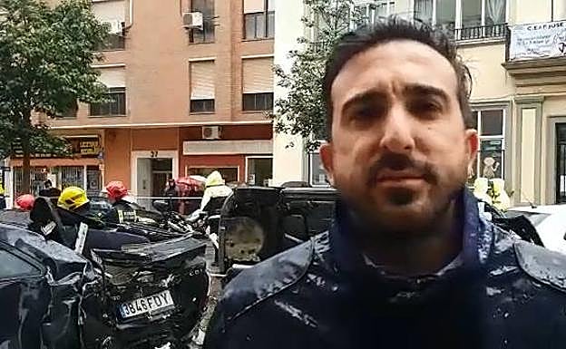 Álvaro Fríasn en el lugar del accidente. 