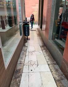 Imagen secundaria 2 - Denuncian calles en malas condiciones y problemas de accesibilidad. Una de las papeleras colocadas.