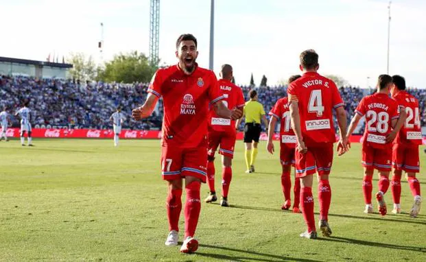 Borja Iglesias celebra su gol al Leganés.