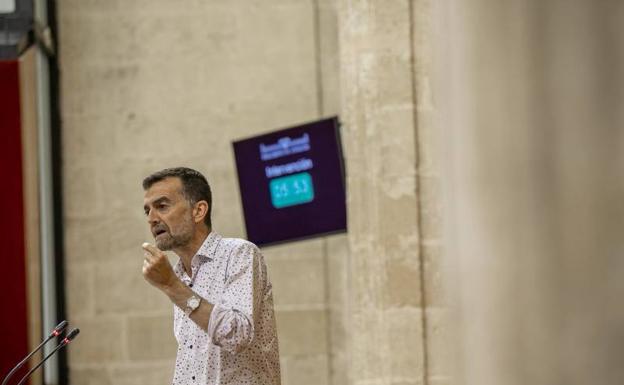 Antonio Maíllo, en la sesión del Parlamento andaluz. 