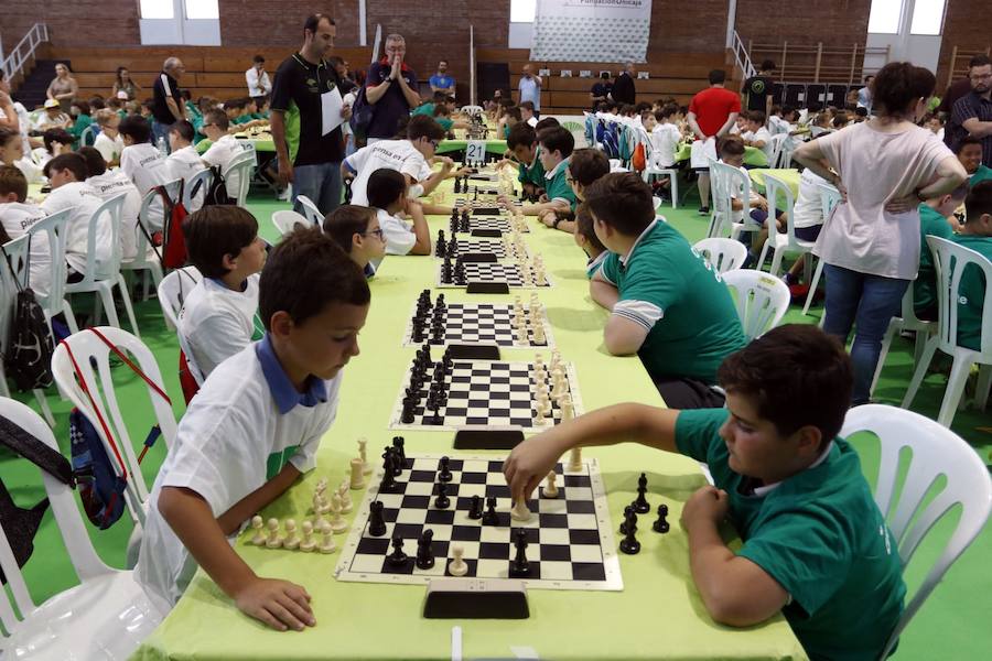 La final de la II Liga Escolar de Ajedrez Fundación Unicaja reúne a 600 escolares de 60 centros de toda la provincia de Málaga se reunieron este viernes en el pabellón de Los Guindos, sede neurálgica de esta última fase de la competición, donde se ha dirimido quién ha sido el ganador del vigente curso.