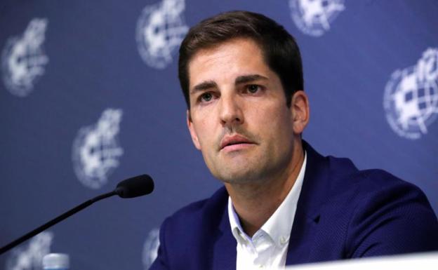 Robert Moreno, durante la rueda de prensa tras ser confirmado como seleccionador. 