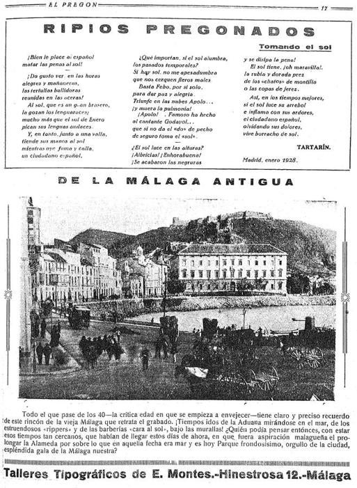 Reproducción de la misma fotografía en la revista malagueña El Pregón, enero de 1928