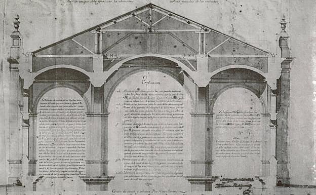 Plano de la cubierta de la Catedral que trazó Ventura Rodríguez en 1764. 