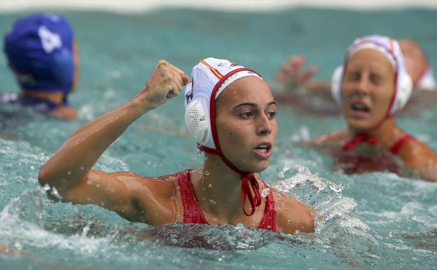 Bea Ortiz, durante un partido de la selección. 