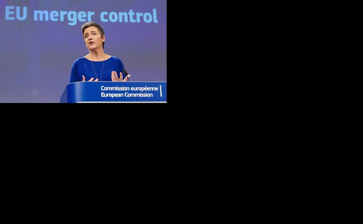 La comisaria europea de Competencia, Margrethe Vestager, en una comparecencia en Bruselas.