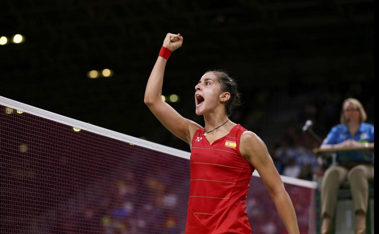 Carolina celebra un punto durante la final de Rio 2016. 