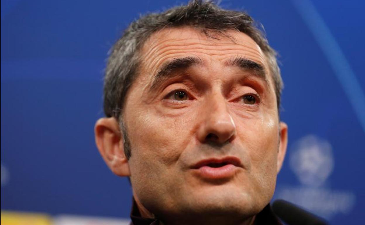 Ernesto Valverde, durante la rueda de prensa. 