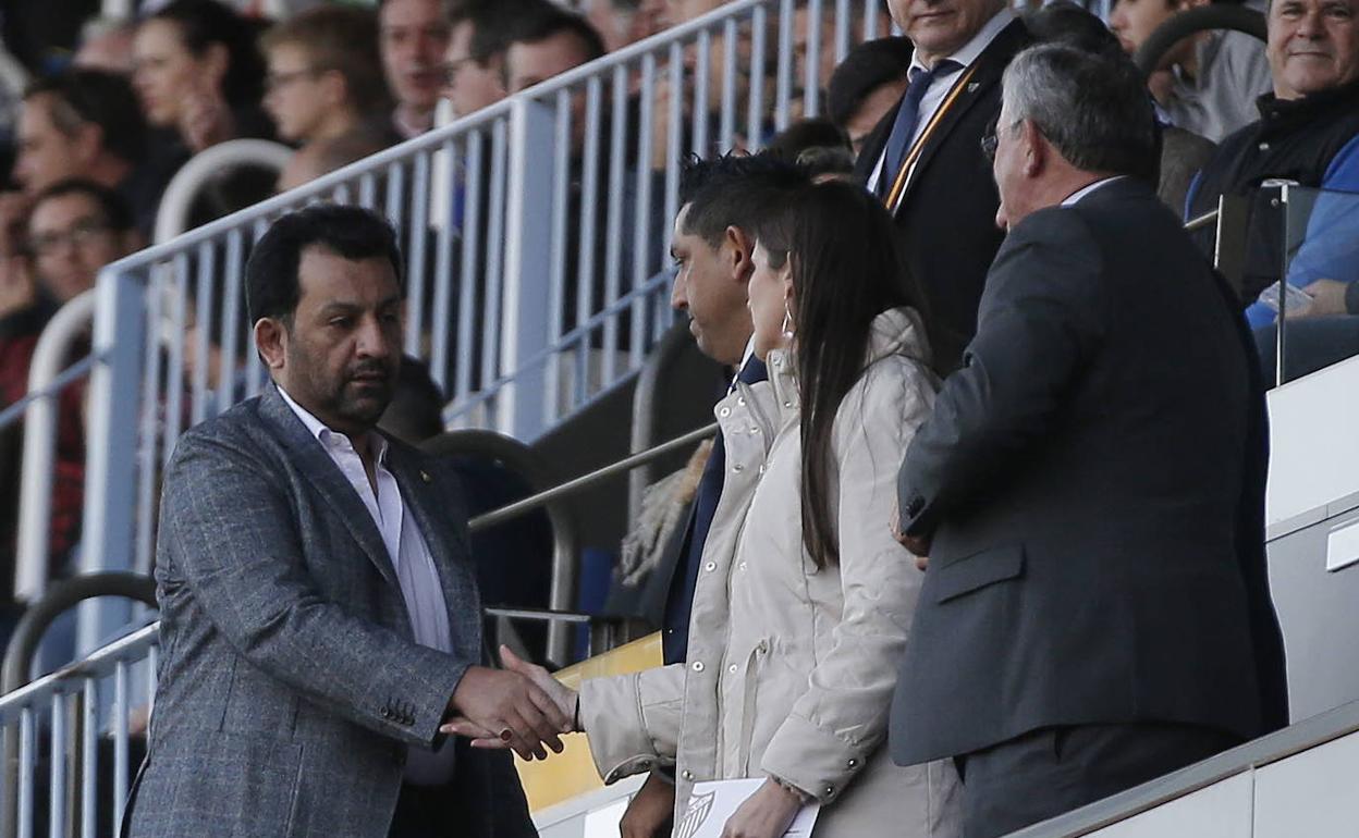 Al-Thani, en una de sus últimas apariciones en La Rosaleda. 