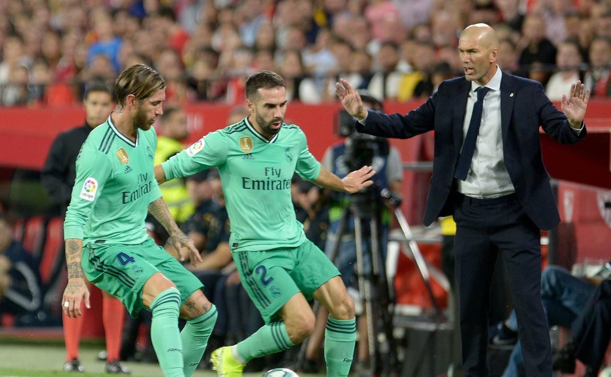 Sergio Ramos, Dani Carvajal y Zinedine Zidane. 