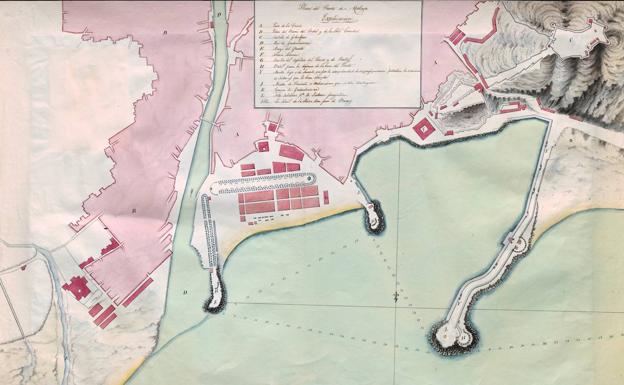 Plano del Puerto con sus fortificaciones. Joaquín. M.ª Pery (c. 1815).