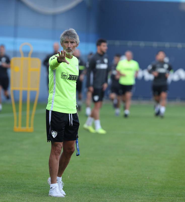 Sesión de trabajo del Málaga tras su victoria ante el Oviedo. 