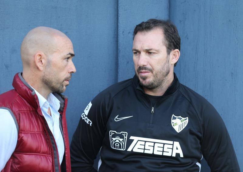 Sesión de trabajo del Málaga tras su victoria ante el Oviedo. 