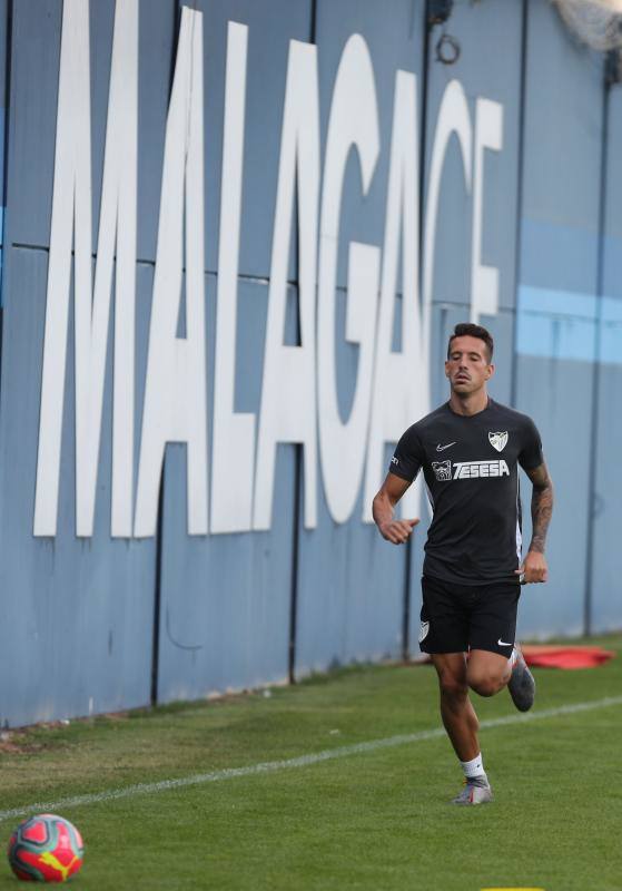 Sesión de trabajo del Málaga tras su victoria ante el Oviedo. 