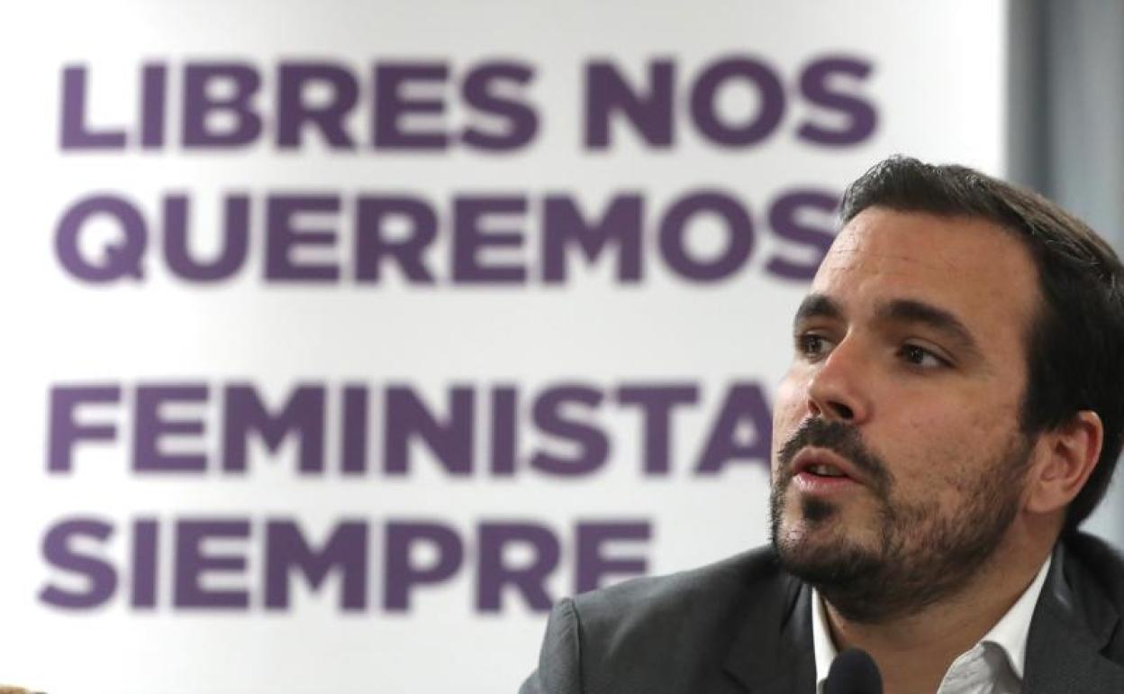 Alberto Garzón, en un acto reciente de su partido. 