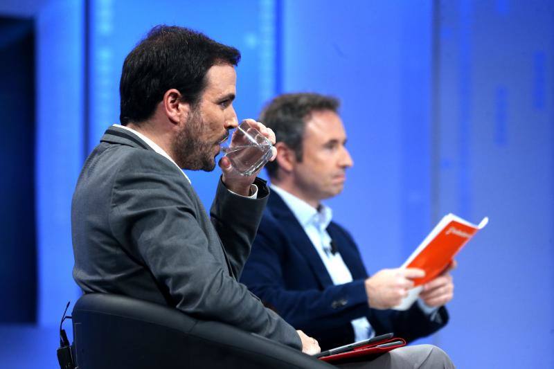 Ignacio López (PSOE), Guillermo Díaz (Cs), Pablo Montesinos (PP), Alberto Garzón (Unidas Podemos) y Patricia Rueda (Vox) participan en un debate de SUR y 101TV