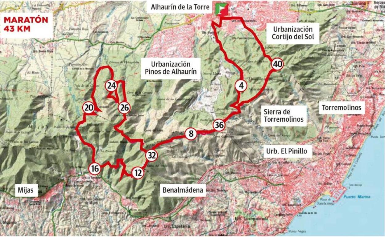 Mapa del recorrido de 43 kilómetros 