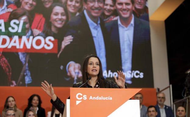 Arrimadas, en un mitin en Málaga hace unos meses