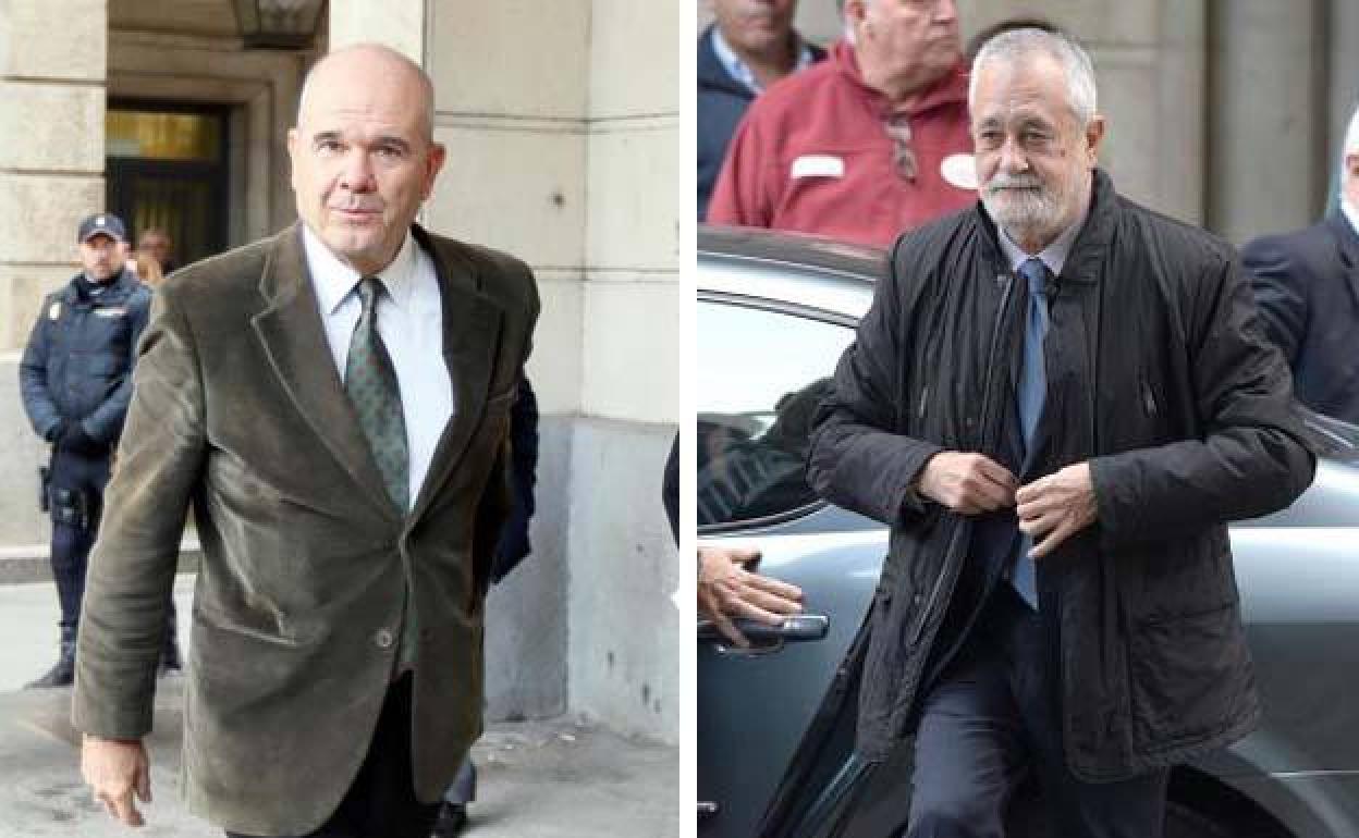 Chaves y Griñán, esta mañana a su llegada a los juzgados.