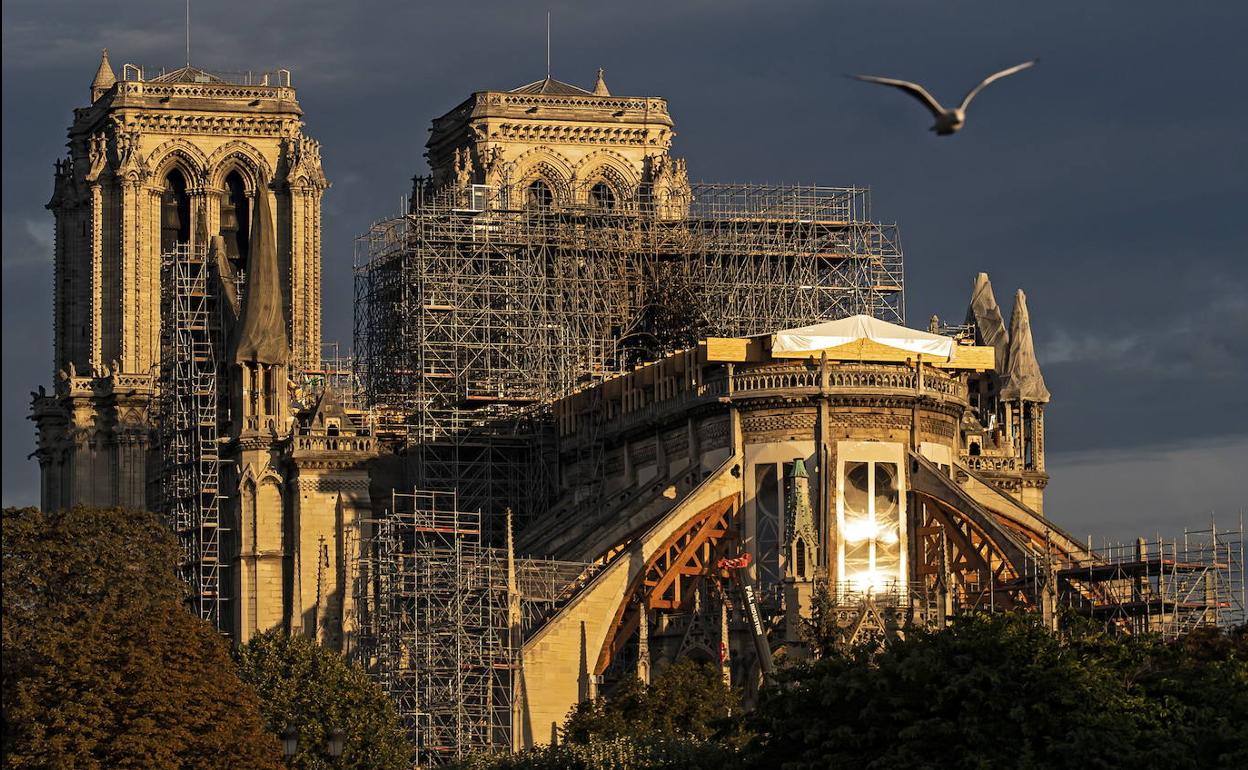 La catedral de Notre Dame en plenas obras de reparación tras el incendio.