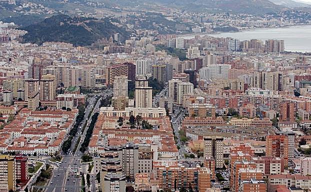 Vista aérea de Málaga capital.