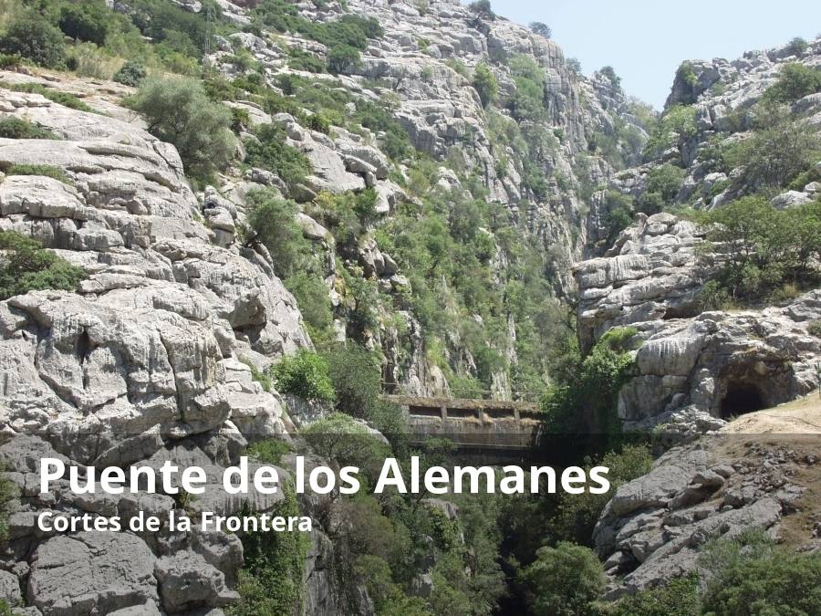 Dentro del ya de por sí espectacular cañón de las Buitreras del Guadiaro, declarado como monumento natural de Andalucía, también sobresale una construcción mal conocida hoy como el 'Puente de los Alemanes'. Aunque hoy sirve para unir a pie los dos lados de esta espectacular garganta caliza, se construyó en 1918 para la conducción de agua para abastecer a la cercana central eléctrica de El Colmenar. No es una pasarela para quienes tengan vértigo. Su altura sobre el cauce del Guadiaro es de unos 60 metros aproximadamente. 