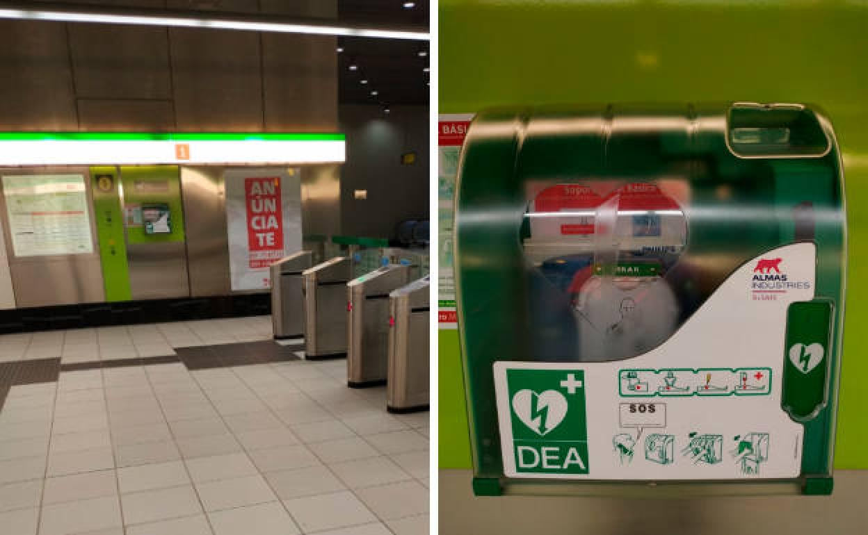 Imagen de uno desfibriladores de la empresa B+SAFE que están instalados en algunas estaciones del Metro de Málaga