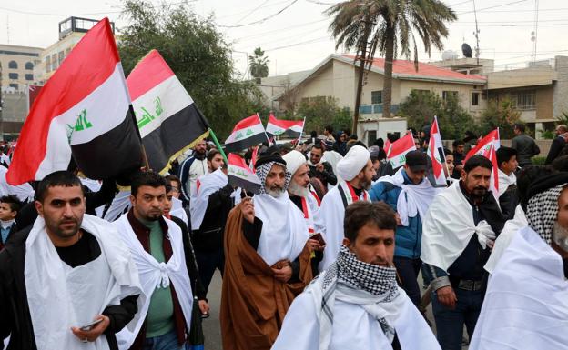 Un momento de las protestas en Bagdad. 