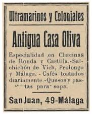Anuncio de la antigua Casa Oliva. Año 1934