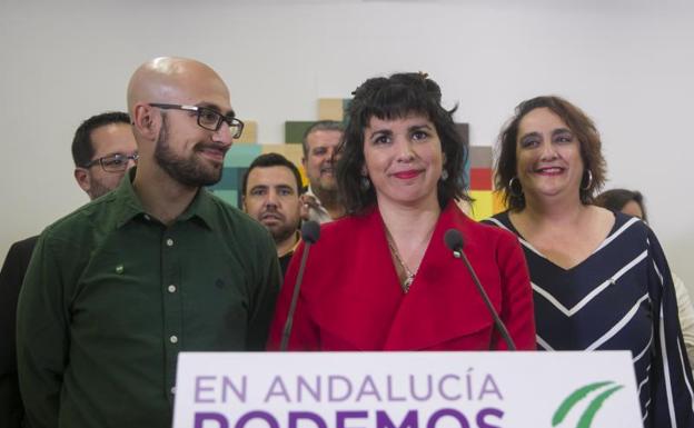 Teresa Rodríguez, durante su comparecencia de este jueves. 