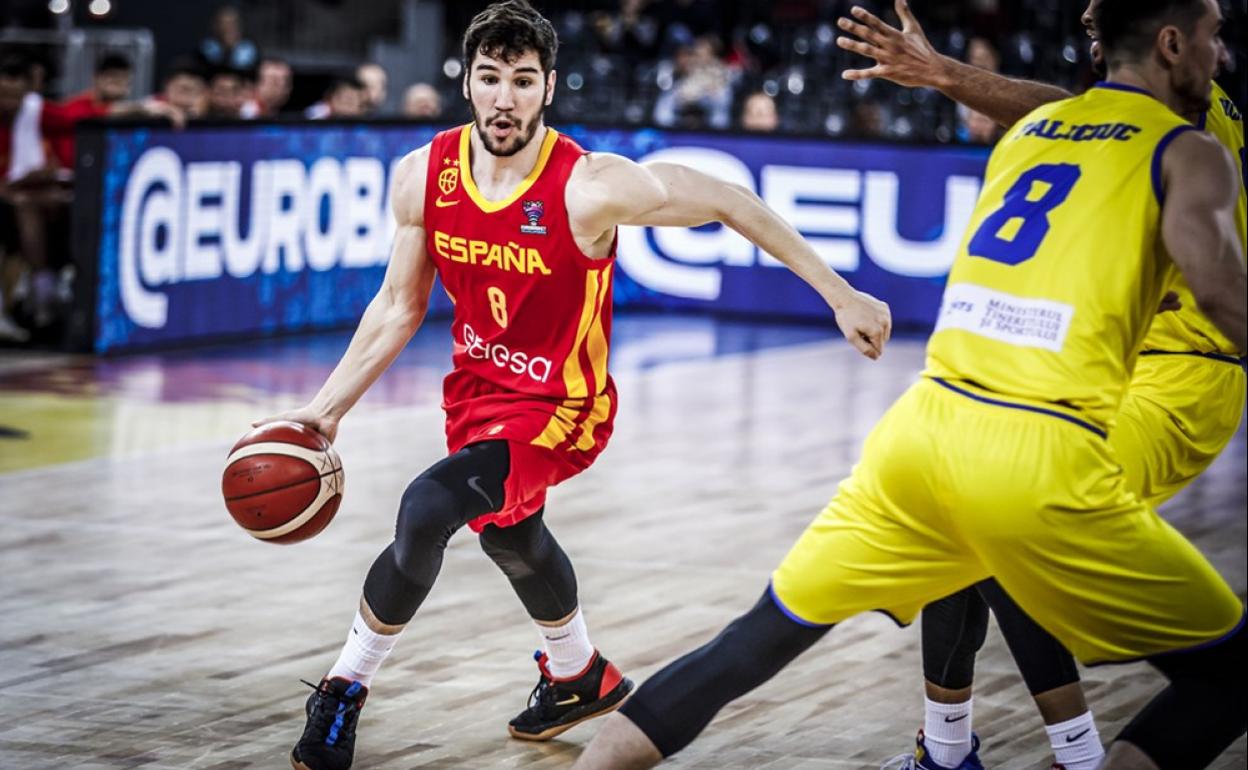 Brizuela, durante el partido ante Rumanía de este jueves. 