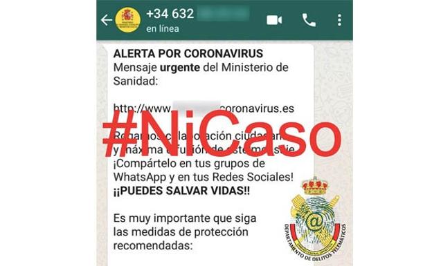 El bulo sobre el coronavirus que circula por Whatsapp del que advierte la Guardia Civil