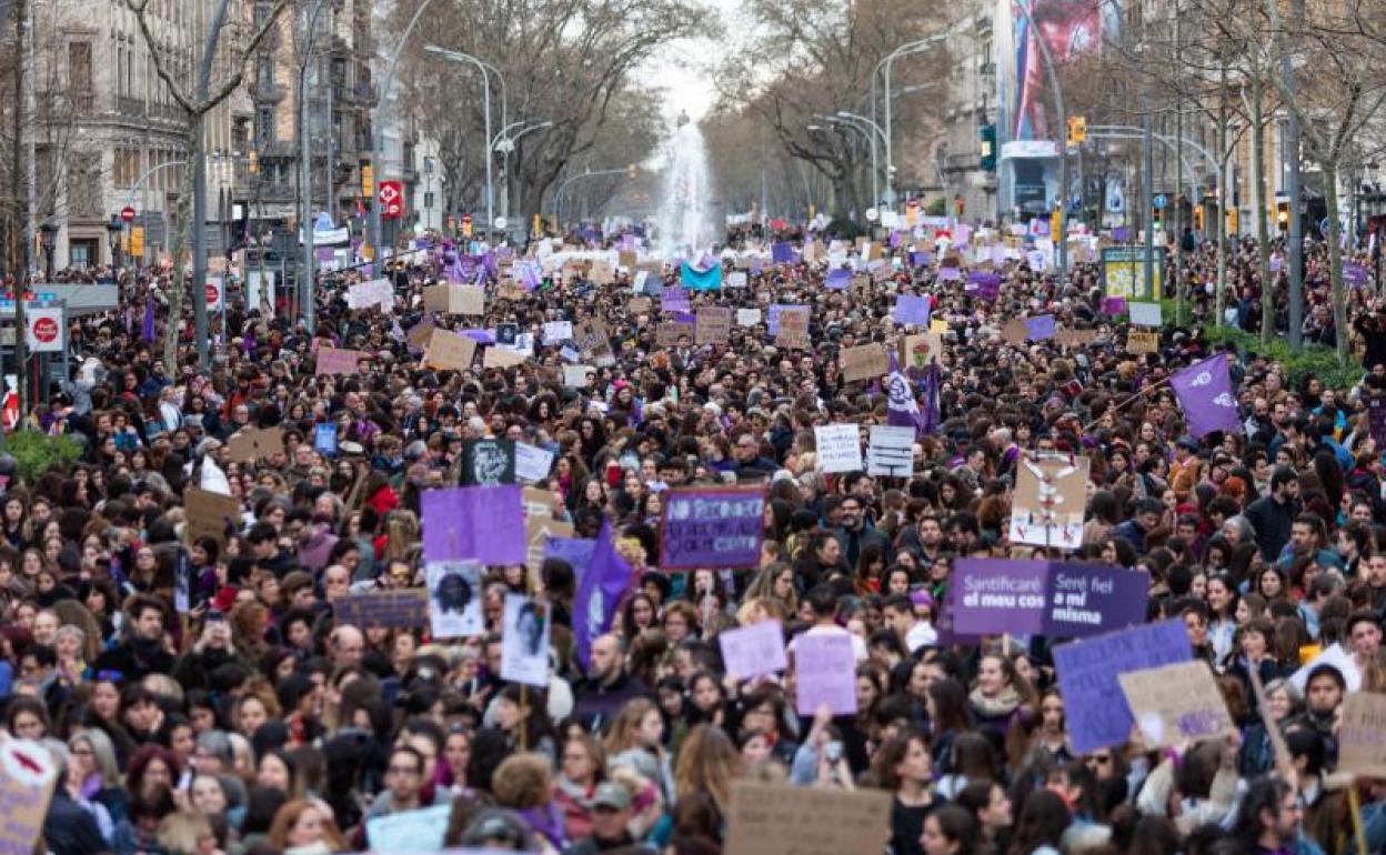 Manifestación en Barcelona por el Día Internacional de la Mujer.