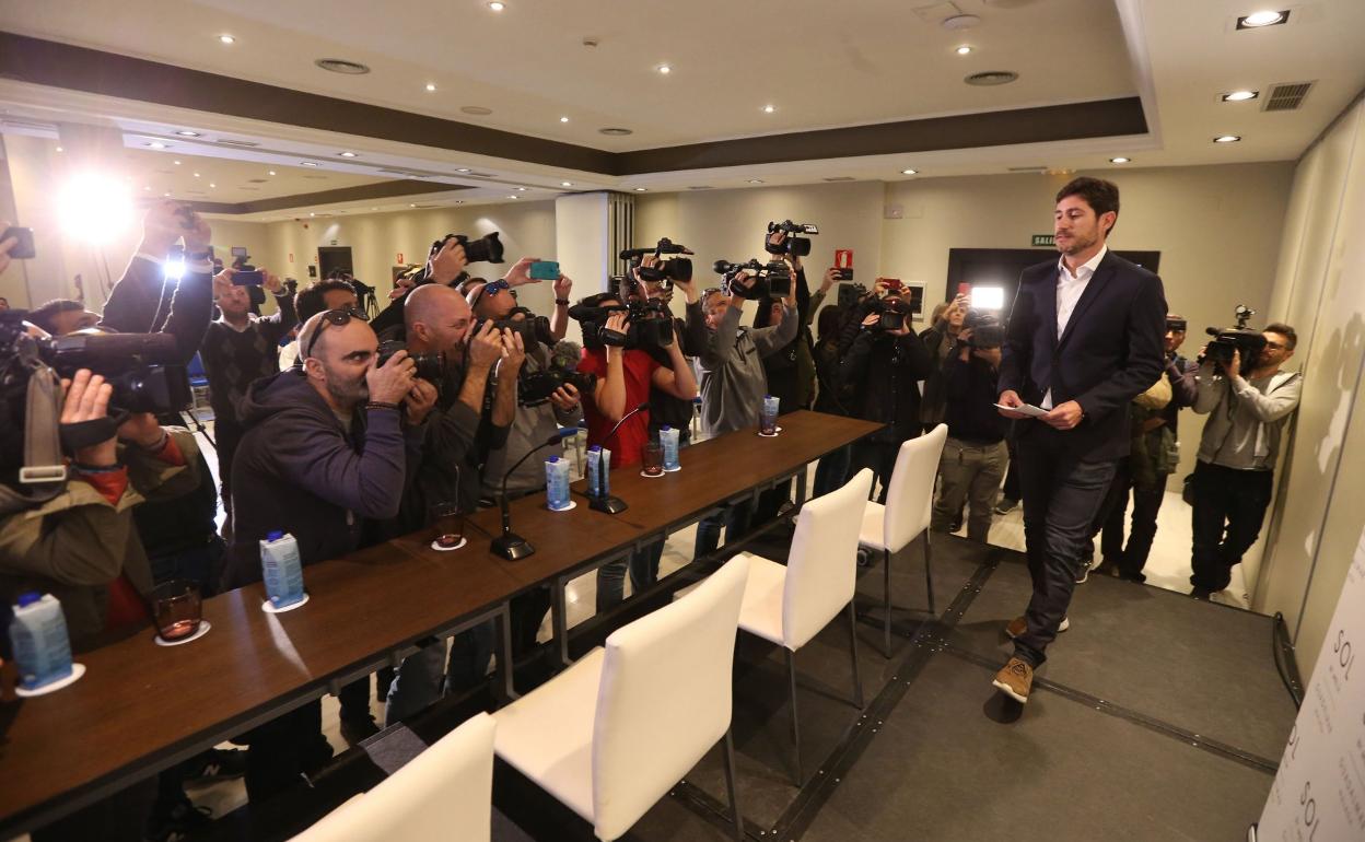 Víctor, el día de la rueda de prensa tras su destitución. 