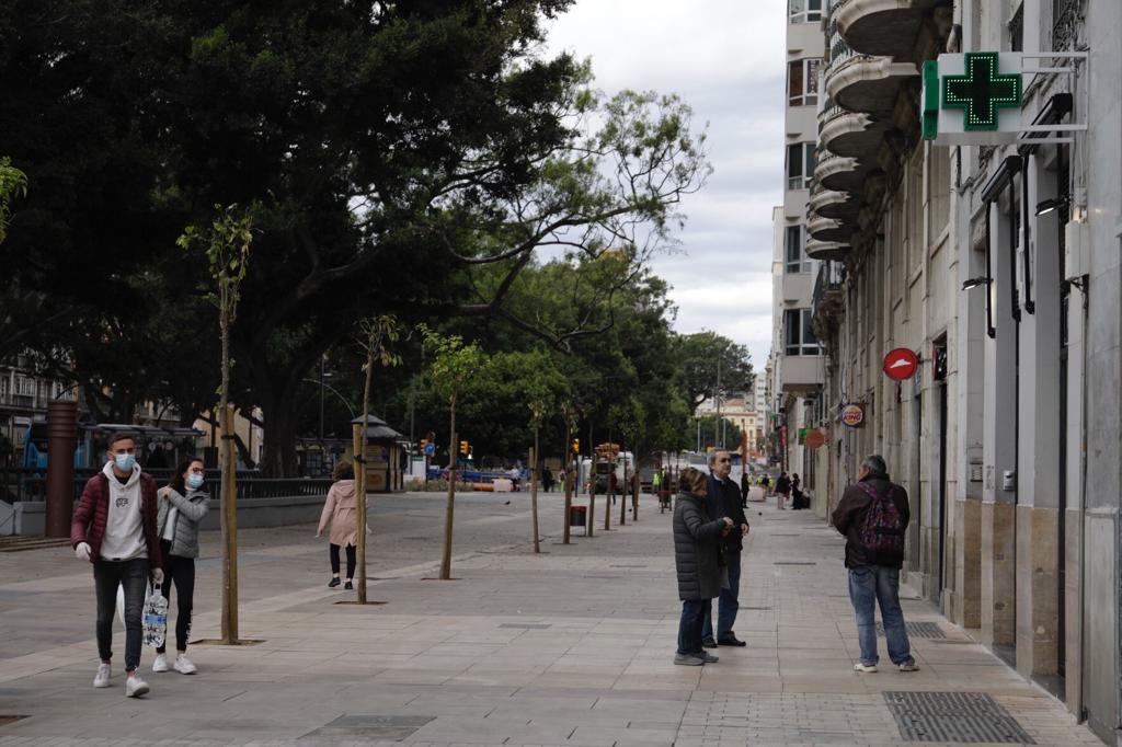 El Centro de Málaga, en el primer día laborable tras la declaración del estado de alarma.