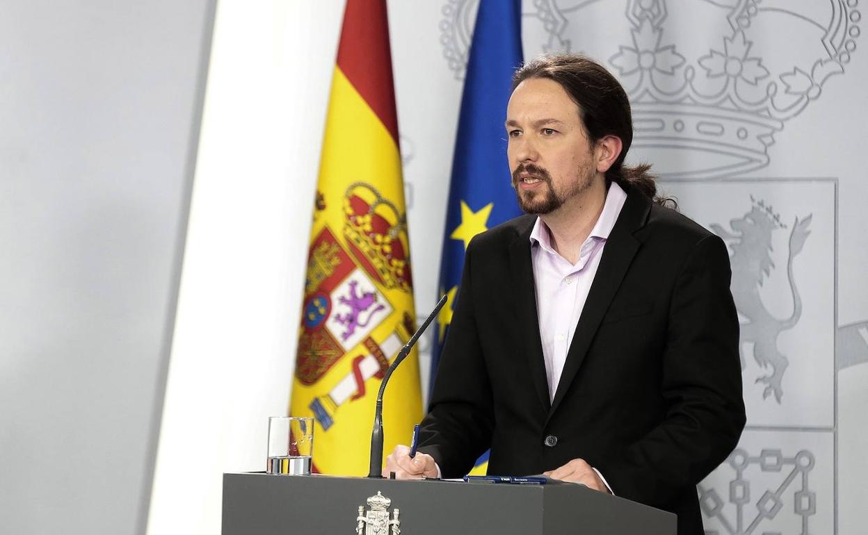 Pablo Iglesias, durante la rueda de prensa. 