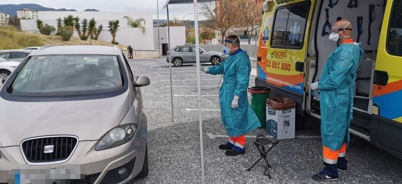 Test rápidos de detección del COVID-19 realizados en La Roca, en Málaga capital.