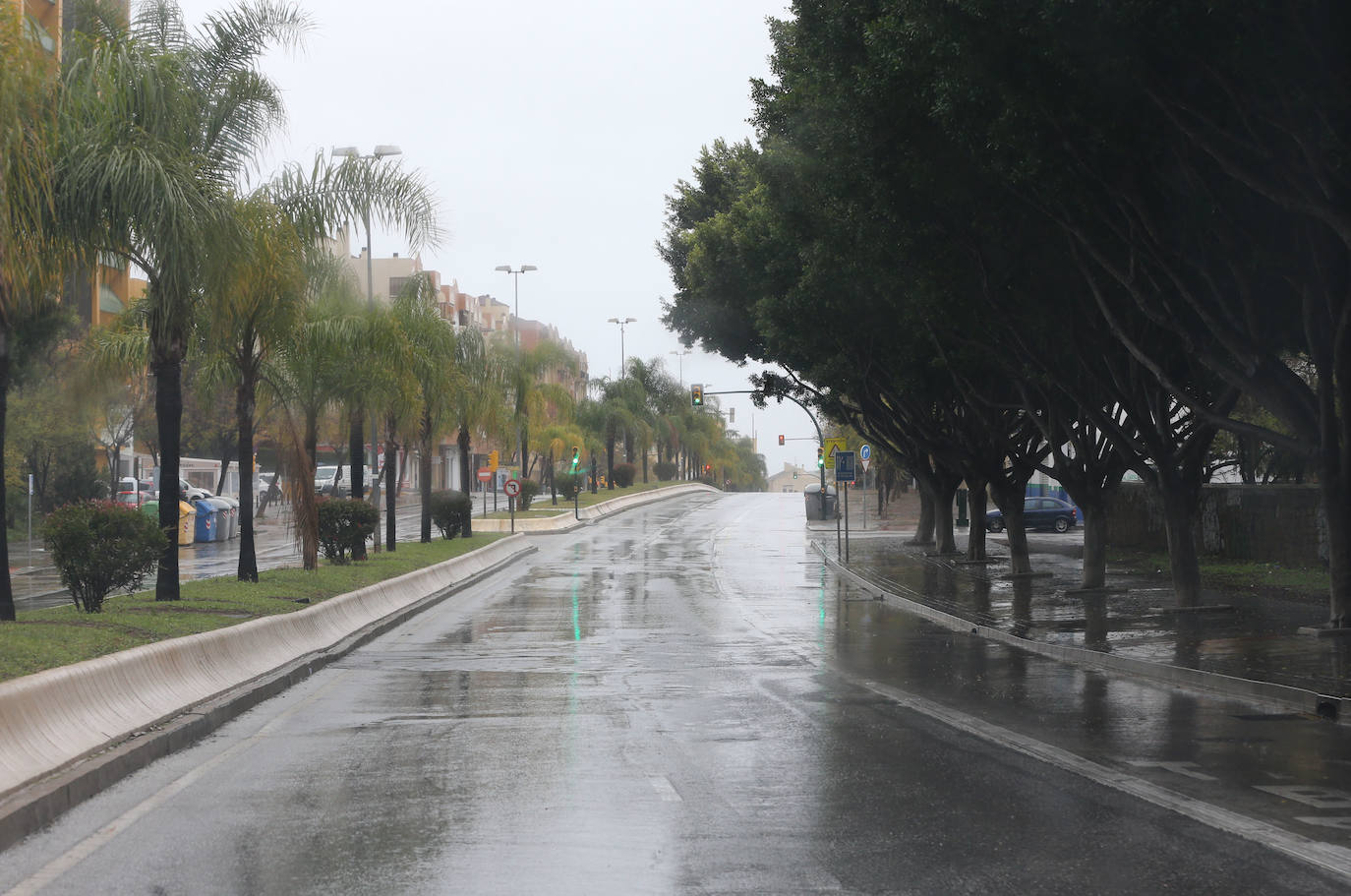 La lluvia, este martes en Málaga