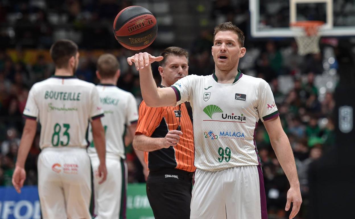 Gal Mekel, durante el partido que jugó con el Unicaja ante el Joventut. 