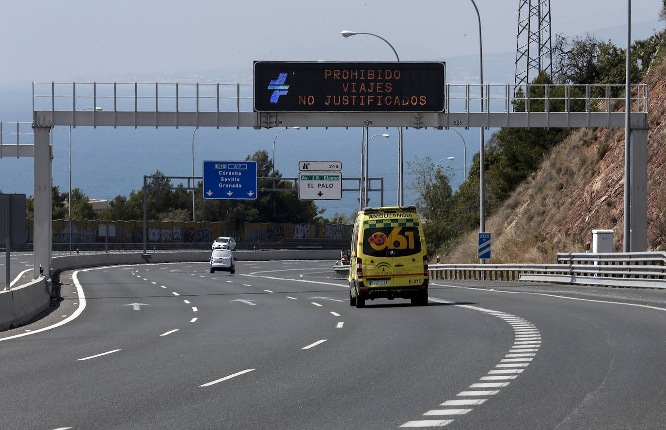 Poco tráfico en la roda Este de Málaga.