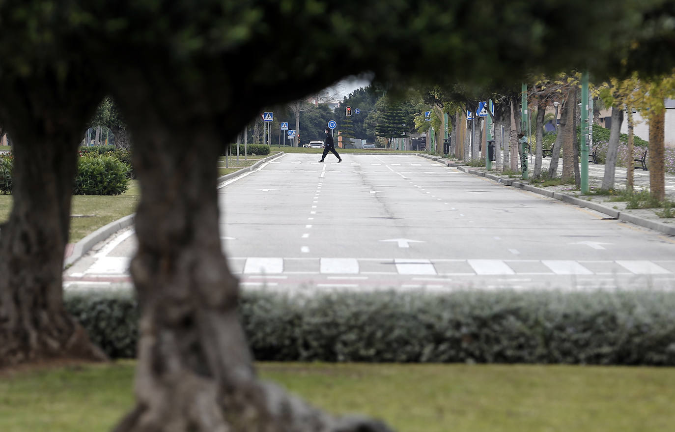 El estado de alarma deja estampas inéditas (Teatinos).