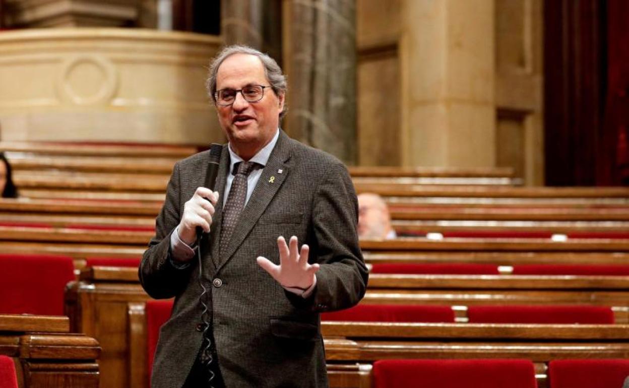 El presidente de la Generalitat, Quim Torra, durante una de sus intervenciones 