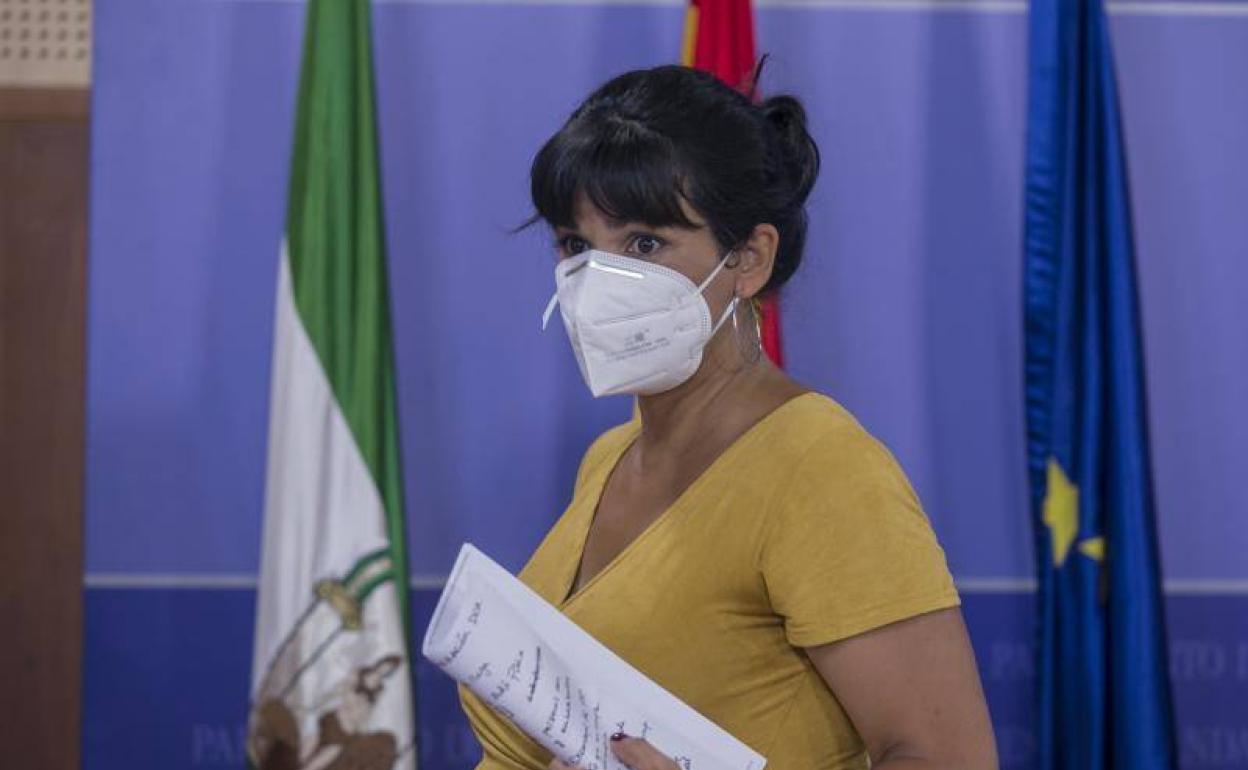 Teresa Rodríguez, en rueda de prensa. 